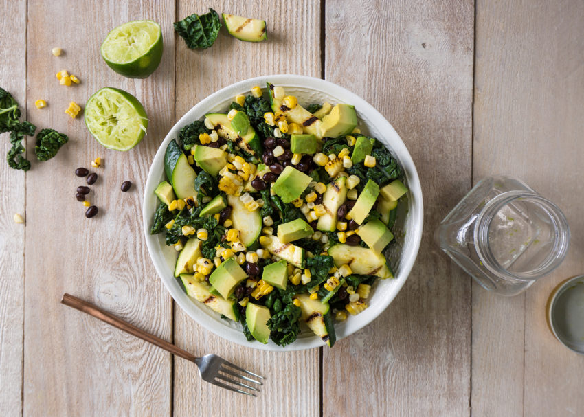 Salad Grilled Kale Black Bean and Lime 1