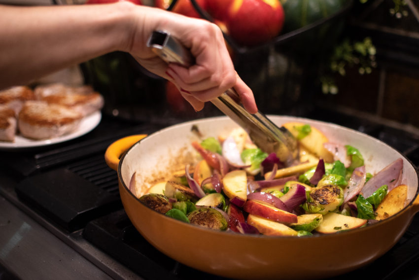 Annessa RD One Skillet Pork Chops, Brussels Sprouts & Apples - Annessa RD